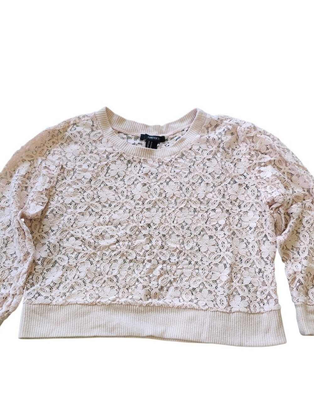 Forever 21 Pink Cropped Lace Top
